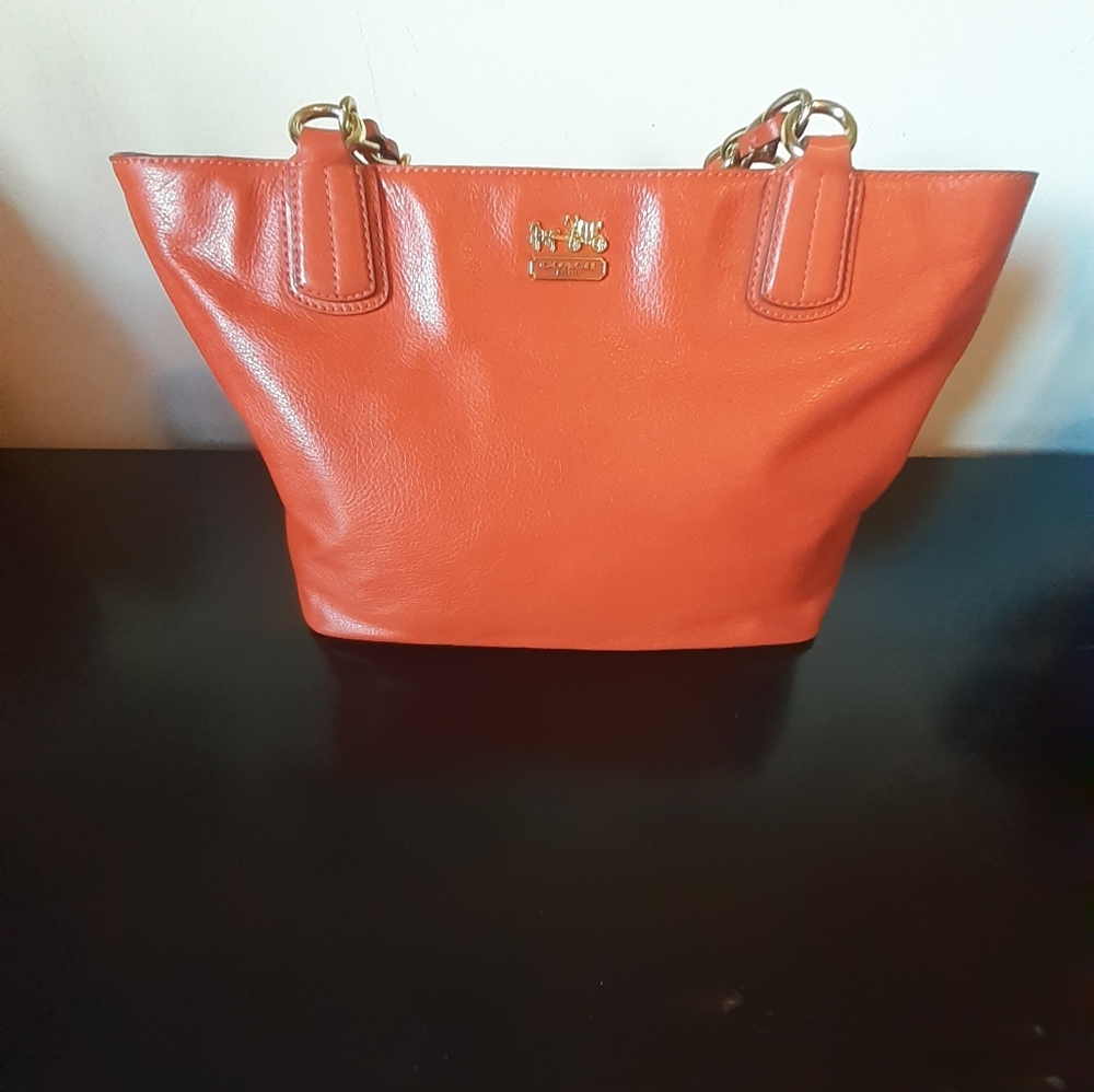 Coach Burnt Orange Leather Tote